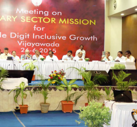 Dr Wani making a presentation during the Andhra Pradesh Primary Sector Mission review meeting at Vijaywada.