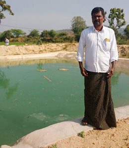 A newly constructed farm pond at Ramachandra Reddy’s farm in Kondampalle village;